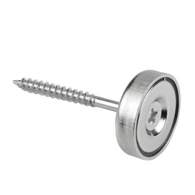 Lav Ferrit pottemagnet Ø25x7 mm med M4 gevindbøsning og 4,0 kg holdekraft